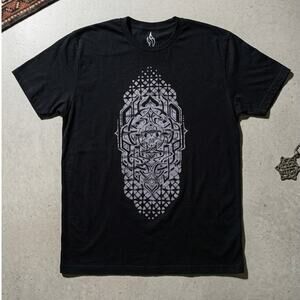Threyda Art Apparel Mens XL Black Graphic T-Shirt Geometric Visionary Festival